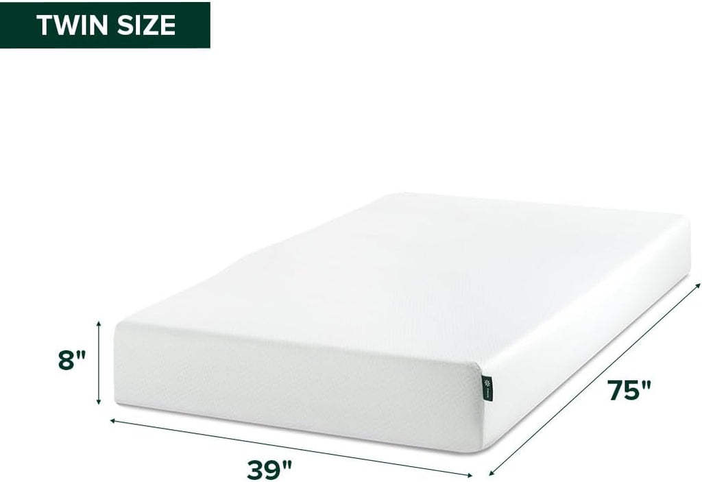 Zinus 8 Inch Twin Green Tea Memory Foam Mattress - Medium Firm Feel | Zoned Pressure Relief & Safe Materials