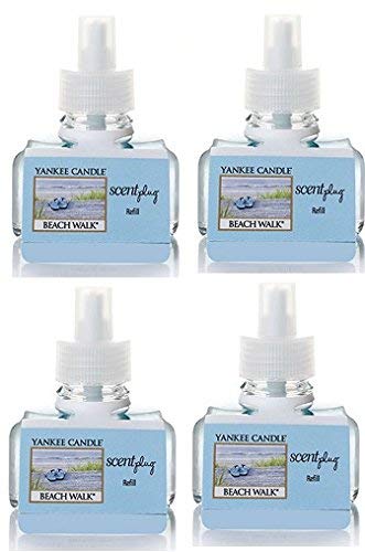 Yankee Candle ScentPlug Refill for Plug in Air Fresheners, Scented Oil Refills, Long Lasting Home Fragrance, Beach Walk (Pack of 4)