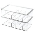 mDesign Stackable Plastic Storage Organizer Container for Kitchen Cabinets, Pantry, Countertops - Holds Kids, Child/Toddler Mealtime Sets, Small Accessories - 6 Sections - BPA Free, 2 Pack - Clear