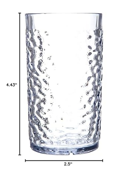 Carlisle FoodService Products Pebble Optic Pebble Tumbler Plastic Tumbler for Restaurants, Catering, Kitchens, Plastic, 9 Ounces, Clear, (Pack of 24)