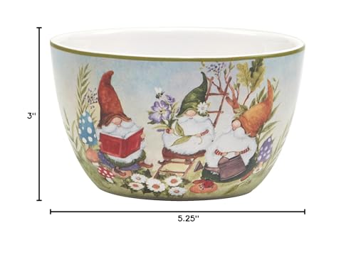 Certified International Garden Gnomes 24 oz. Ice Cream/Dessert Bowls, Set of 4 Assorted Designs (Pack of 3)