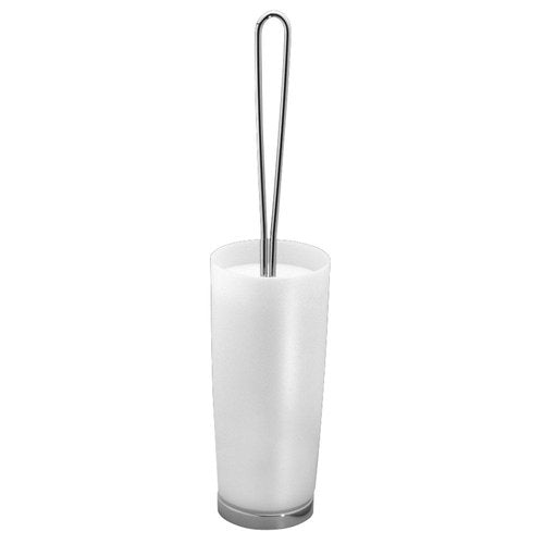 iDesign 59400 Aria BPA-Free Plastic Toilet Bowl Brush and Holder Set - 4" x 4" x 16.5", Clear/Chrome