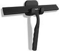 Skiennix Shower Squeegee - Silicone Window Cleaner Tool with Adhesive Hook | 10-Inch Black