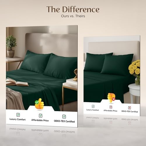 Utopia Bedding Twin Sheet Set - Soft & Breathable Microfiber, 3-Piece Bed Sheets | Emerald Green