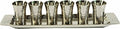 EMANUEL Yair Set of 6 Kiddush Cups with Tray - Nickel Hammer work Silver