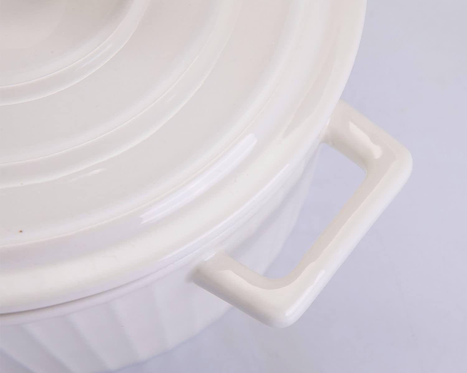 WHJY Ceramic Casserole Dish - Colorful White 1 Quart Bakeware with Lid for Oven Cooking