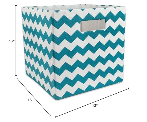 DII Collapsible Polyester Storage Cube, Chevron, Teal, Large