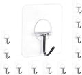 Easenest Heavy-Duty Adhesive Wall Hooks - 12 Pack Utility Sticky Hangers for Bathroom & Kitchen
