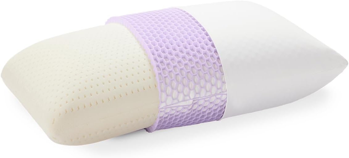 Purple Harmony Pillow - Talalay Latex Foam Cooling Pillow for Side Sleepers | 360º Hex GelFlex Grid, Medium Feel, Standard Size
