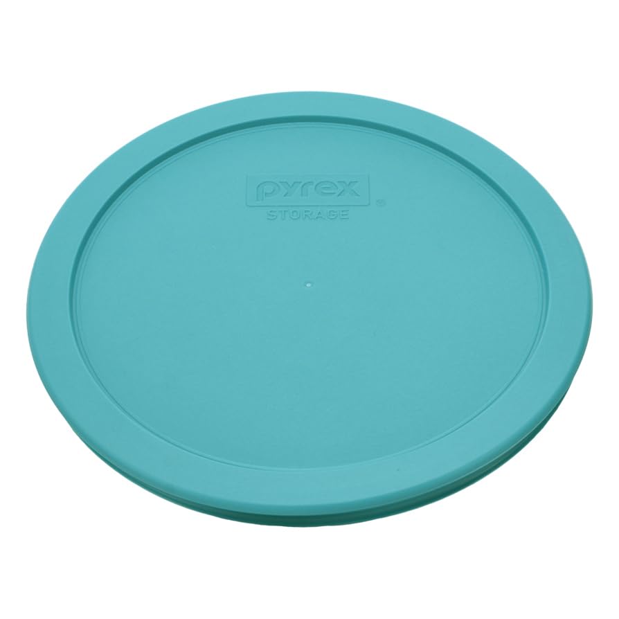 Pyrex (2) 7200-PC 2-Cup, (1) 7201-PC 4-Cup, (2) 7210-PC 3-Cup and (1) 7402-PC 6/7-Cup Turquoise Lids - Made in USA