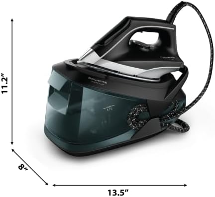 Rowenta Steam Iron Station - Professional Clothes Steamer with Stainless Steel Soleplate, 57 Oz, 1750 Watts, Black/Green