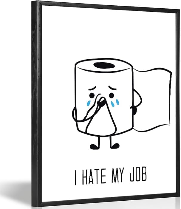 Ovdang Black & White Bathroom Wall Art - Funny Toilet Paper Canvas Print | Modern Minimalist Design