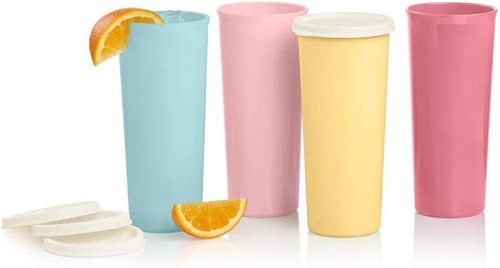 Tupperware Tumblers 16 oz Straight Side Solid Pastel Colors Blue, Pink, Yellow, Rose