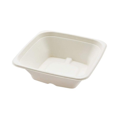 Restaurantware Pulp Tek 24 Ounce Bagasse Containers 100 Grease Impervious Salad bowls - Lids Sold Separately Microwavable White Bagasse Containers Reinforced Rim Sturdy For Salads Or More