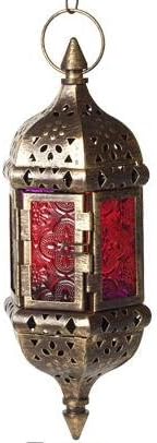 Skiennix Moroccan Decorative Candle Lantern - Metal Hanging Tealight Holder | Vintage Bronze Gold, 13.8 Inches