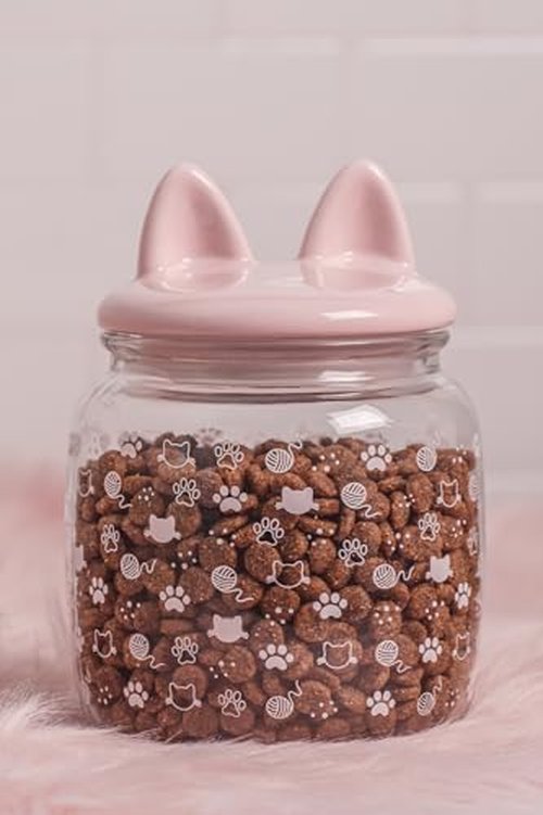 10 Strawberry Street Cat Ears Pet Treat Canister, Pink