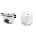 GreenLife Cook Duo Healthy Ceramic Nonstick 6QT Slow Cooker, White & Healthy Ceramic Nonstick 4-Cup Rice Oats and Grains Cooker, PFAS-Free, Dishwasher Safe Parts, White