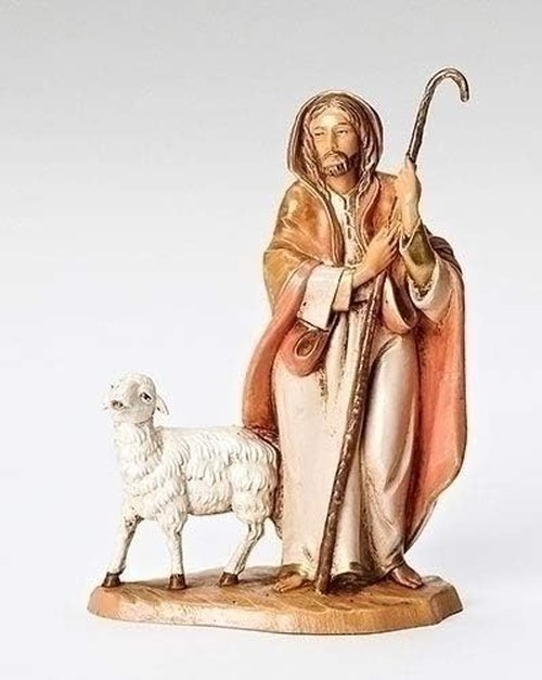 Fontanini The Good Shepherd Figurine - Italian Nativity Village Decor with Sheep