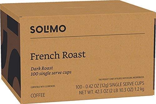 Solimo Dark Roast Coffee Pods - French Roast Compatible with Keurig 2.0 | 200 Count Pack