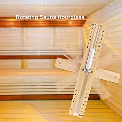 15 Minute Heat Resistant Sauna Sand Timer - 15m Rotating Wooden Hourglass with White Sand, Reloj De Arena for Sauna SPA Room