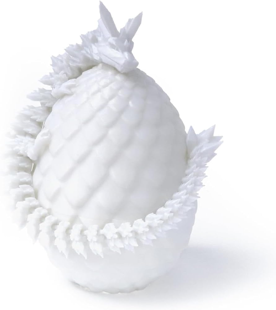 Skiennix 3D Printed Dragon Figurine - Unique Egg Design for Home Office Decor | Executive Desk Accent