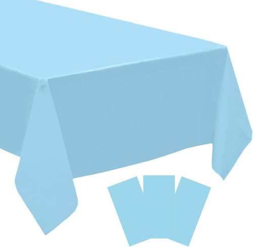 Blue Disposable Tablecloths by [Brand Name] - 54" x 108" Baby Blue Plastic Covers for Parties & Events