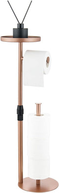 Regine Switzerland Toilet Paper Holder Stand - Adjustable Height, Stores 4 Rolls & Accessories - Bright Red Copper