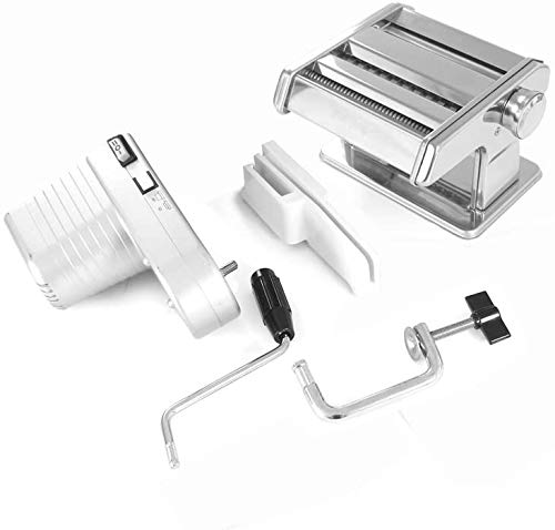 Shule Electric Pasta Maker Machine with Motor Set Stainless Steel Pasta Roller Machine Silver