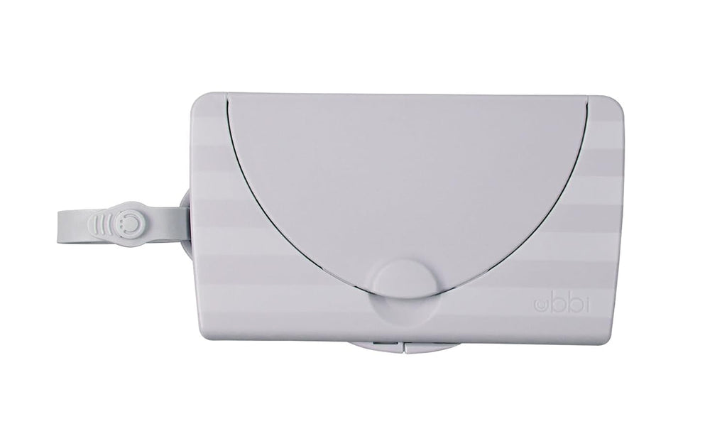 Ubbi Portable Baby Wipes Dispenser - On-The-Go Travel Container for Diaper Bags | Reusable Gray Holder