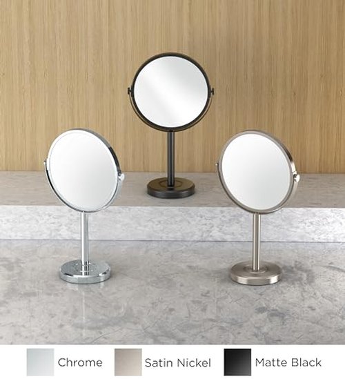Gatco 1386C Latitude II Minimalist 3X Magnifying Makeup Mirror, Countertop Bathroom Vanity Mirror, 12.5-Inch H, Chrome