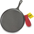 Lodge Cast Iron Griddle - Durable Non-Stick Cooking Surface | 10.5" | Black/Red Handle Holder