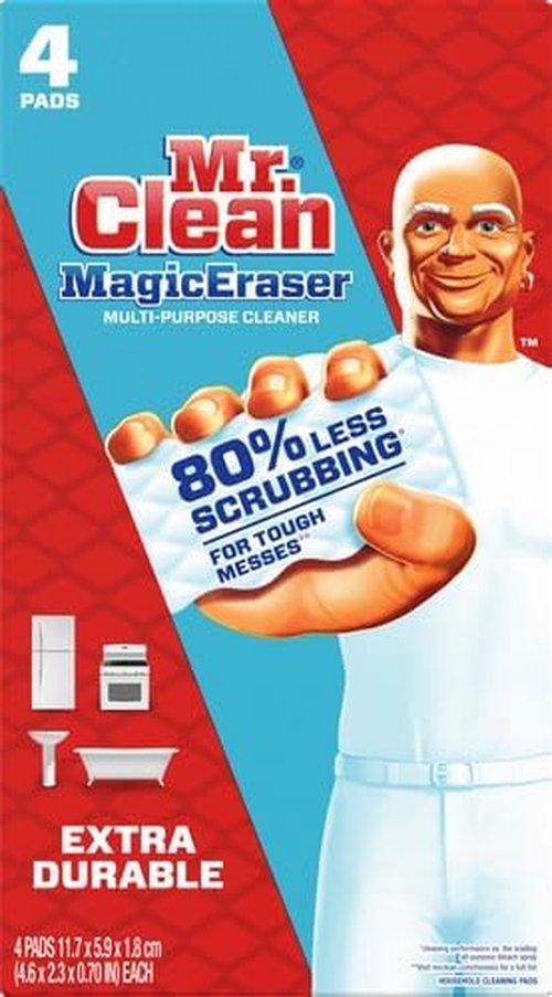 Mr. Clean Magic Eraser Sponge - All-Purpose Cleaning Pads for Kitchen & Bathroom | Extra Durable, 4ct