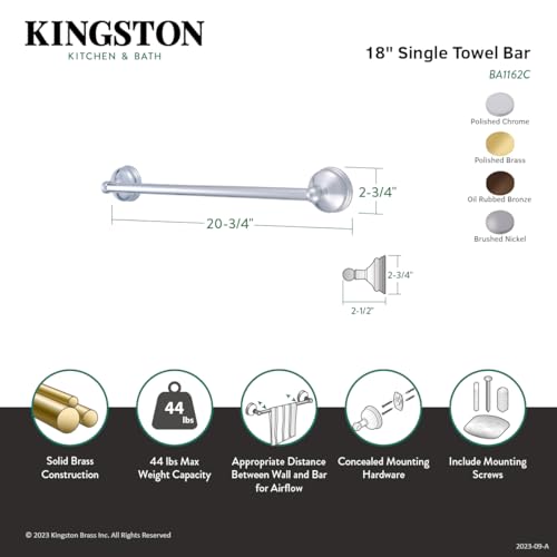 Kingston Brass BA1162C Vintage Towel-Bar, 18-Inch, Polished Chrome