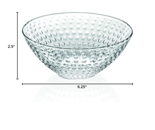 Barski Glass Bowl - For Dessert - Salad - Pasta - Fruit - Nuts - Chocolate - Set of 4 Bowls - Designed - 6.25" Diameter - Made in Europe