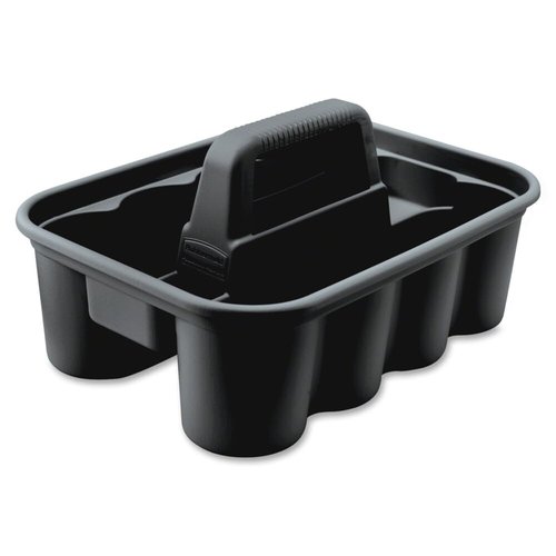 Rubbermaid Commercial Products Deluxe Carry Caddy, Black, Cleaning Storage for Wipes/Spray Bottles/Brushes/Dustpans/Gloves, Pack of 6