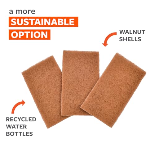 Full Circle Neat Nut – Walnut Scour Pads, Pack of 3 – Dual-Sided Non-Scratch Dish Scrubbers Made with Plant-Based & Recycled Materials, Durable Kitchen Cleaning Supplies