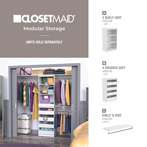ClosetMaid Modular Storage Shelf Unit with 3 Shelves, White