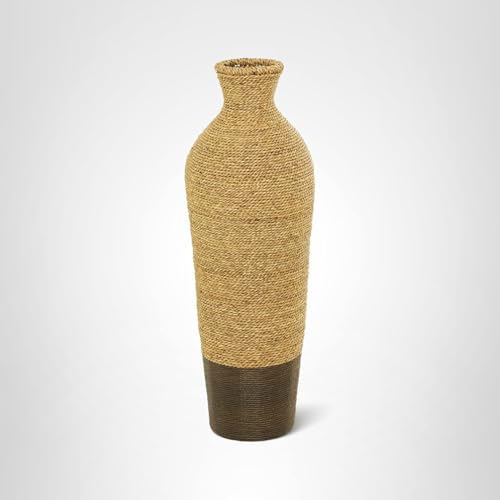 Deco 79 Seagrass Handmade Decorative Vase Tall Woven Floor Centerpiece Vase, Vase for Home Decoration 11" x 11" x 33", Brown