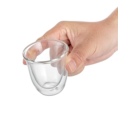 Restaurantware Coffee Cup 12 Pack of 2.72 oz Insulated Double-Wall Glass Borosilicate Coffee Cup Espresso Shot Dishwasher Safe For Hot Drinks