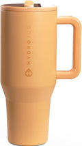 HydroJug Traveler - 32 oz Insulated Water Bottle with Handle & Flip Straw - Leak Resistant, Marigold