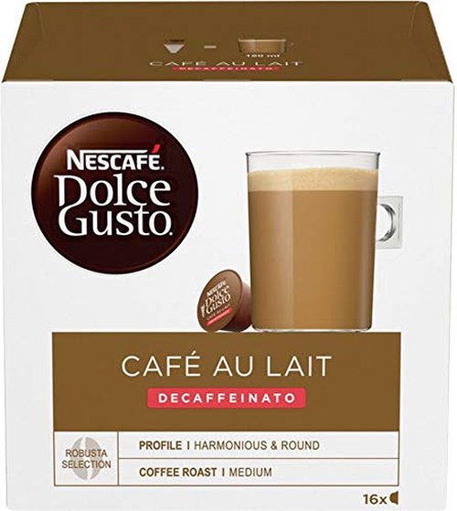 Nestlé Nescafe Dolce Gusto Coffee Pods - Decaffeinated Café au Lait Flavor - Choose Quantity (6 Pack (96 Capsules))
