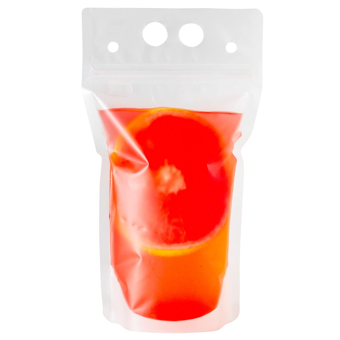 Restaurantware Bag Tek 5.1 X 1.6 Inch Drink Pouches 100 Double Zipper Juice Pouches - Hand-Held Straw Storage Translucent Plastic Drink Bags Heavy Duty Tamper-Evident