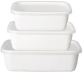 Nodahoro Enameled Storage Container, Heat Resistant, Rectangle, Deep, S, M, L, Size, Set of 3 Sizes, Includes Seal Lid, White Series, Made in Japan