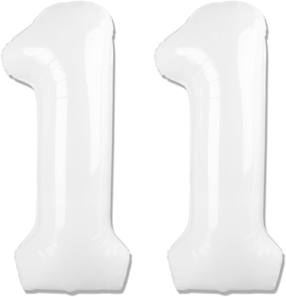 Translucent White Number 11 Balloon - 40 Inch Birthday Decoration for 11th Year Celebration