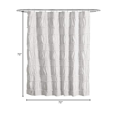 Lush Decor Nova Ruffle Shower Curtain, 72" x 72", White