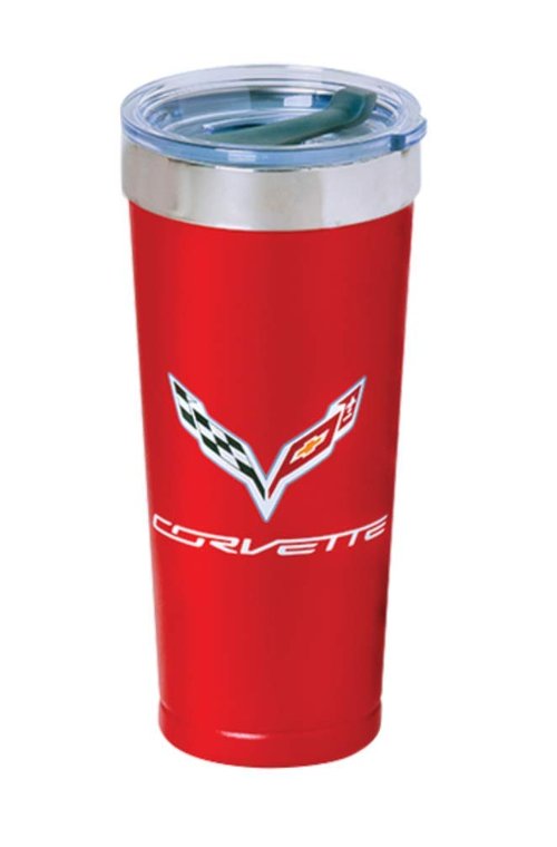 SR1 Performance C7 Corvette Crossed Flags Polar Tumbler - Travel Mug 20oz Coffee Cup