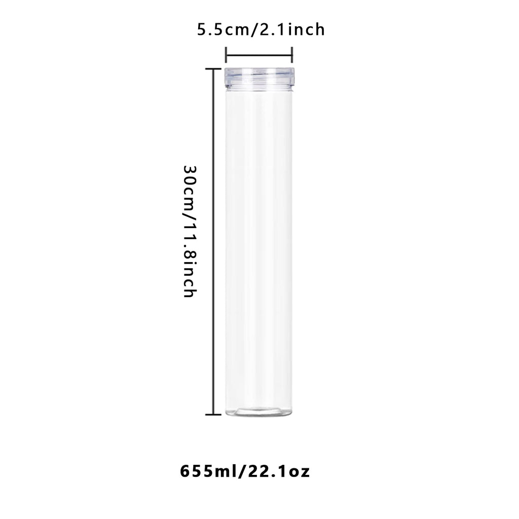 Set of 6Pcs Clear Plastic Food Storage Jar with Lid, Round Transparent Skinny Storage Container for Spaghetti, Pasta and Dry goods (Clear 6pcs)
