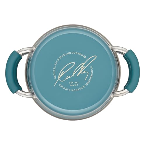 Rachael Ray Cucina Hard Porcelain Enamel Nonstick Multi-Pot / Steamer Set, 3-Quart, Agave Blue - 16799