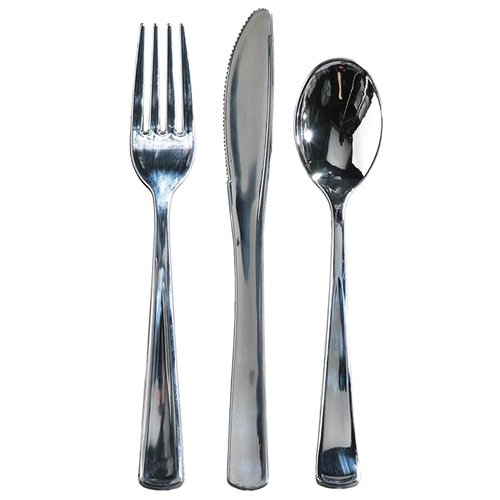 Hoffmaster 883342 Metallic Cutlery Forks, Knives and Spoons Combo Pack (3 Packs of 100)