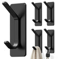 Auxmir Self Adhesive Hooks for Hanging 15lb, Stainless Steel Wall Hooks for Coat and Towel, Waterproof Oilproof Rustproof Adehesive Door Hanger for Bathroom Shower Kitchen Office RV, Black, 5 Pack